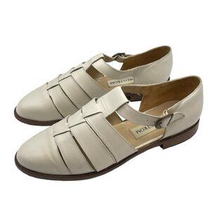 Nordstrom Vintage Leather Closed Toe Cut Out Low Heel Sandals Size 10 in Bone